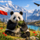 Un panda en un paisaje Chileno